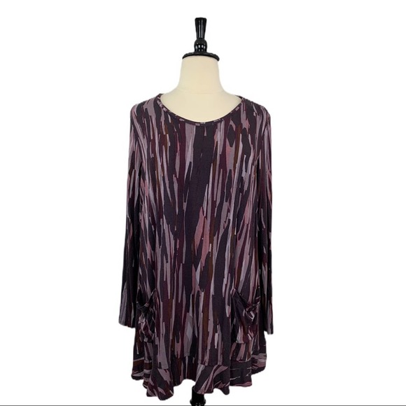 LOGO Lori Goldstein • Gray Purple Tunic Top • 3X